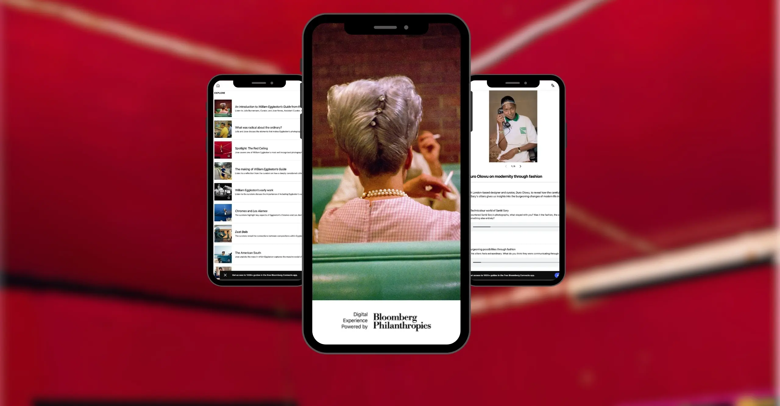 Web banner advertising the bloomberg connects app visualised on a mobile phone screen.
